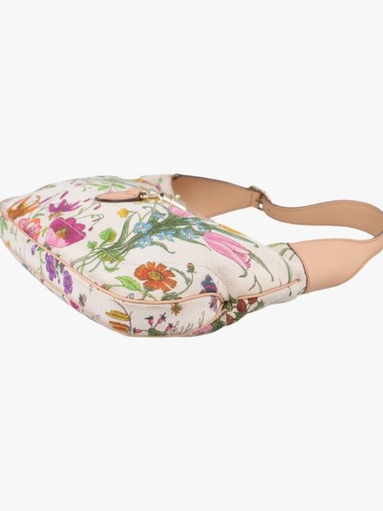 Gucci Flora Jackie Hobo White Multicolor Canvas Leather - Picture 4 of 16